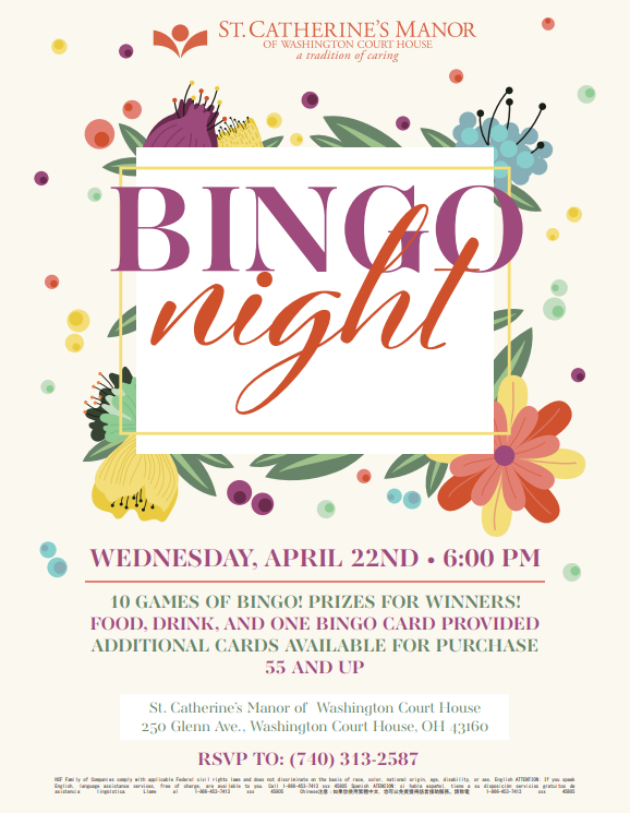 Bingo Night at St. Catherine's Manor